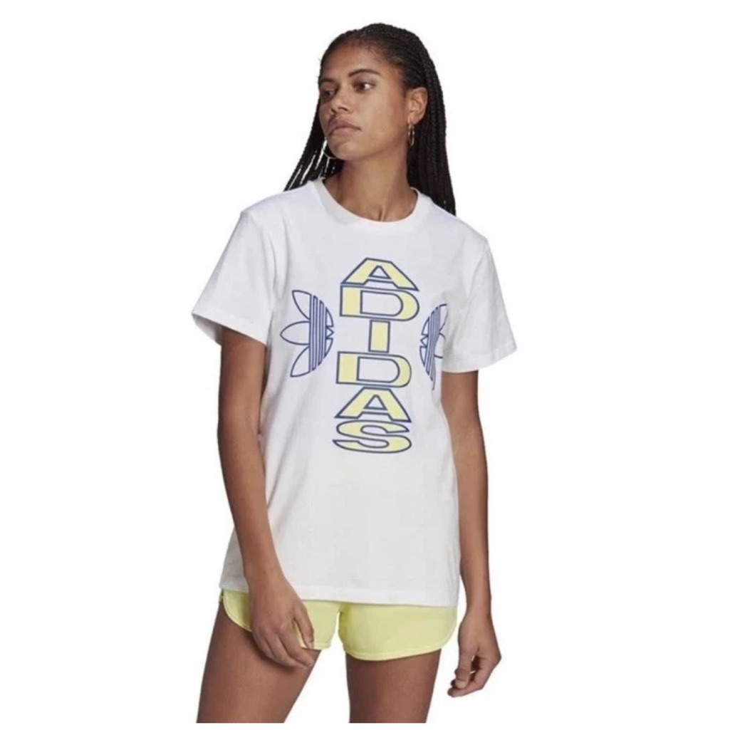 Adidas Originals Womens Loose Collegiate Tee - White Uk 12 Us 8 Short Sleeve Nwt